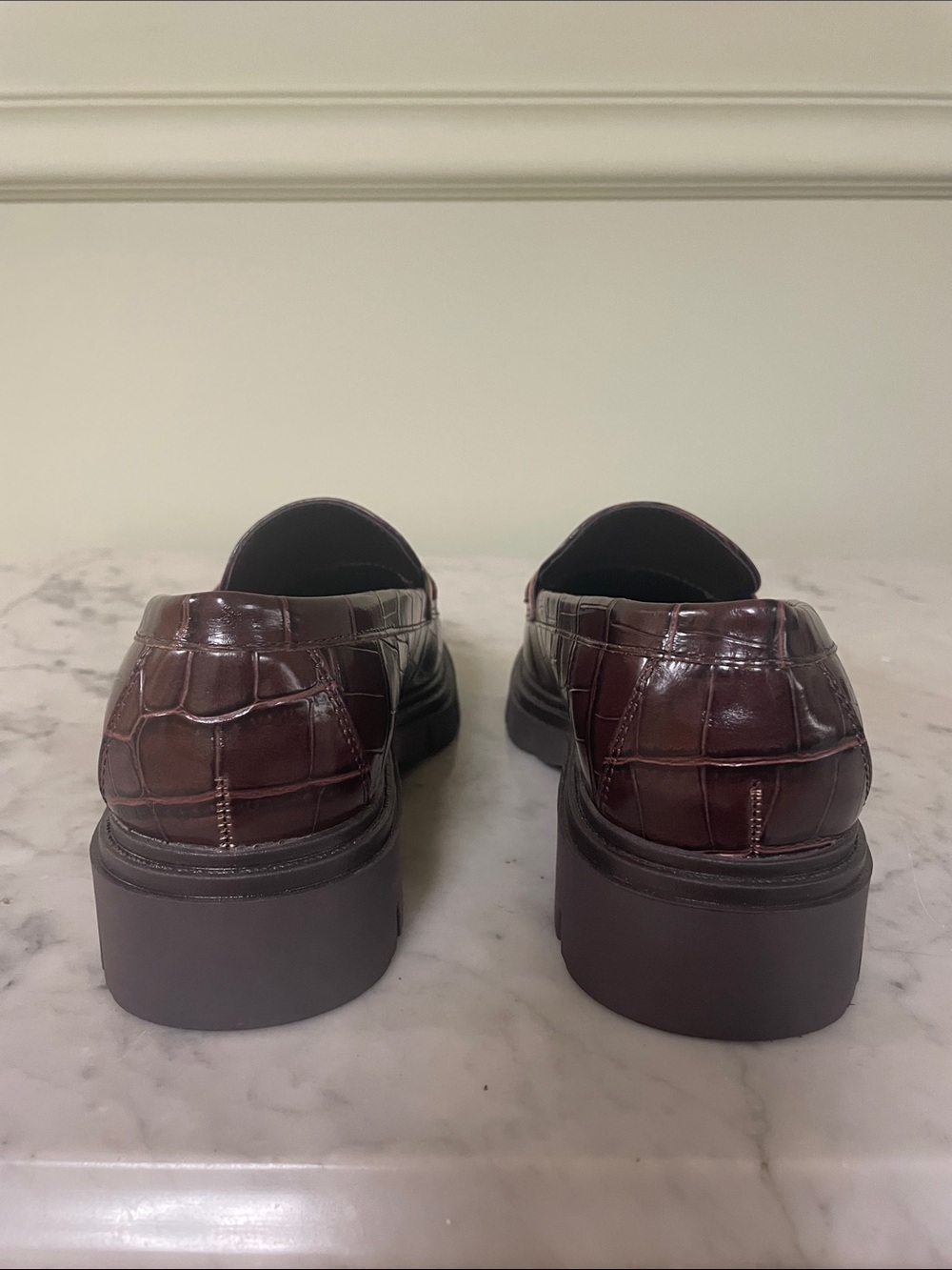 Marc Fisher Croc-Embossed Platform Penny Loafers in Brown - Picture 4 of 9